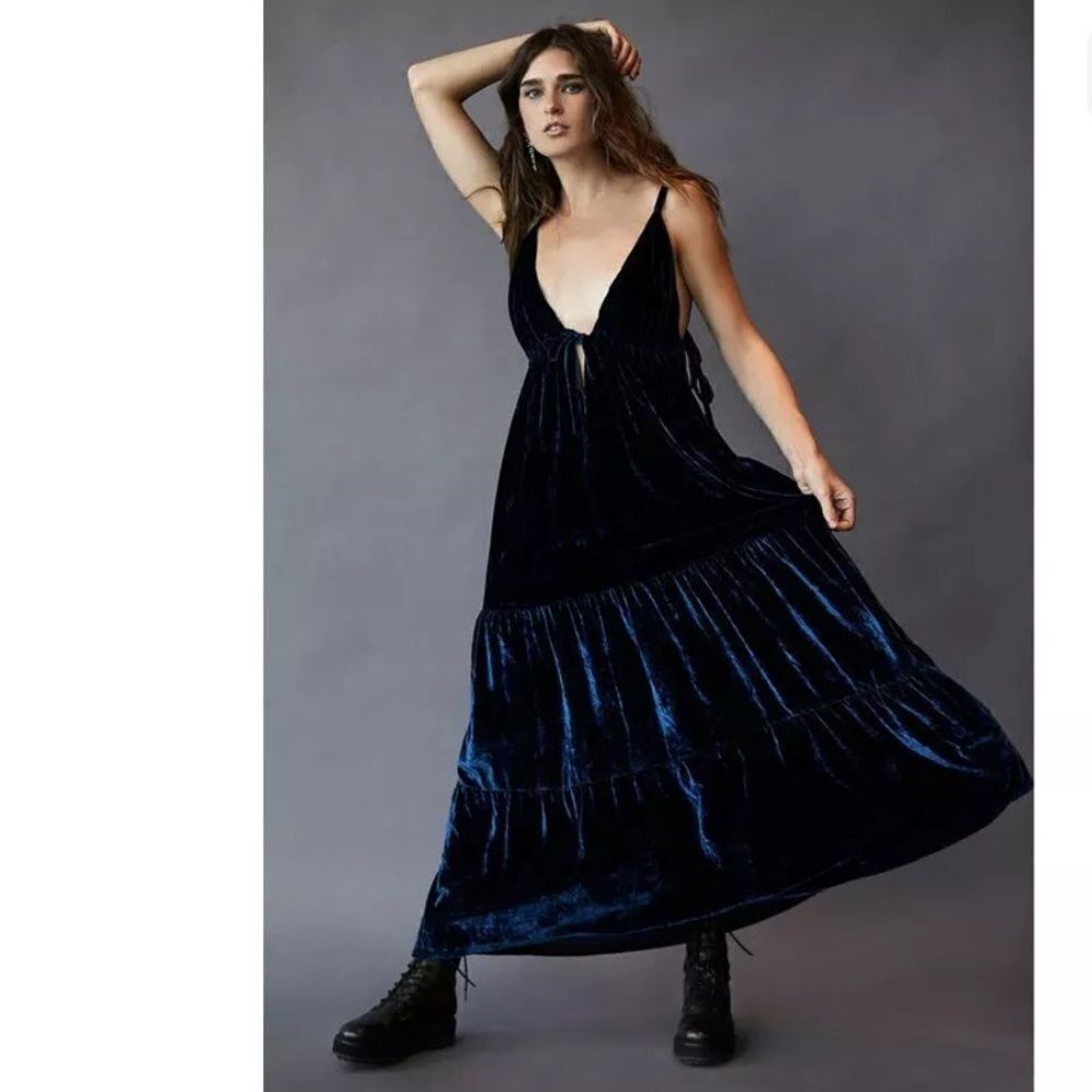 Free People Emilio Velvet Maxi Dress by Ketevanna Size L